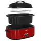 thumbnail image 1 of Sunvivi Horno asador de 20 cuartos con tapa auto-bastante, horno eléctrico para asar pavo con bandeja y rejilla extraíbles, acero inoxidable, rojo, 1 of 5