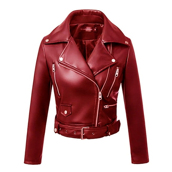 WXLWZYWL Winter Coats for Women Plus Size Women'S Leather Long Sleeved Short Lapel Jacket Jacket Jacket