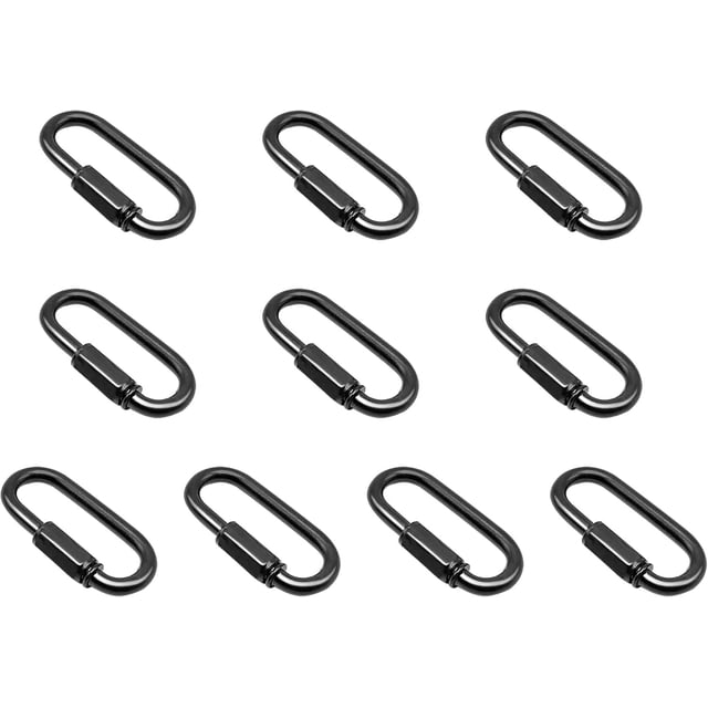 10 Pack D Shape Chain Locking 4MM Chain Quick Link Connector Black