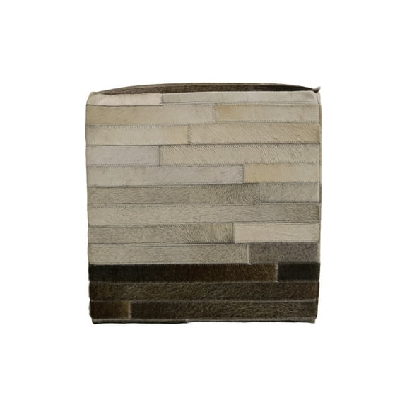 Home&Manor Toledo 16" Cowhide Leather Cube Pouf