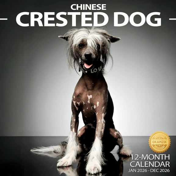 Wall Calendar 2026 Planner Calendar - Chinese Crested Dog Hangable Monthly Wall Calendar with Large Blocks for Organizing & Planning, Academic Schedule, Home, Office & family, Thick & Sturdy Paper (1
