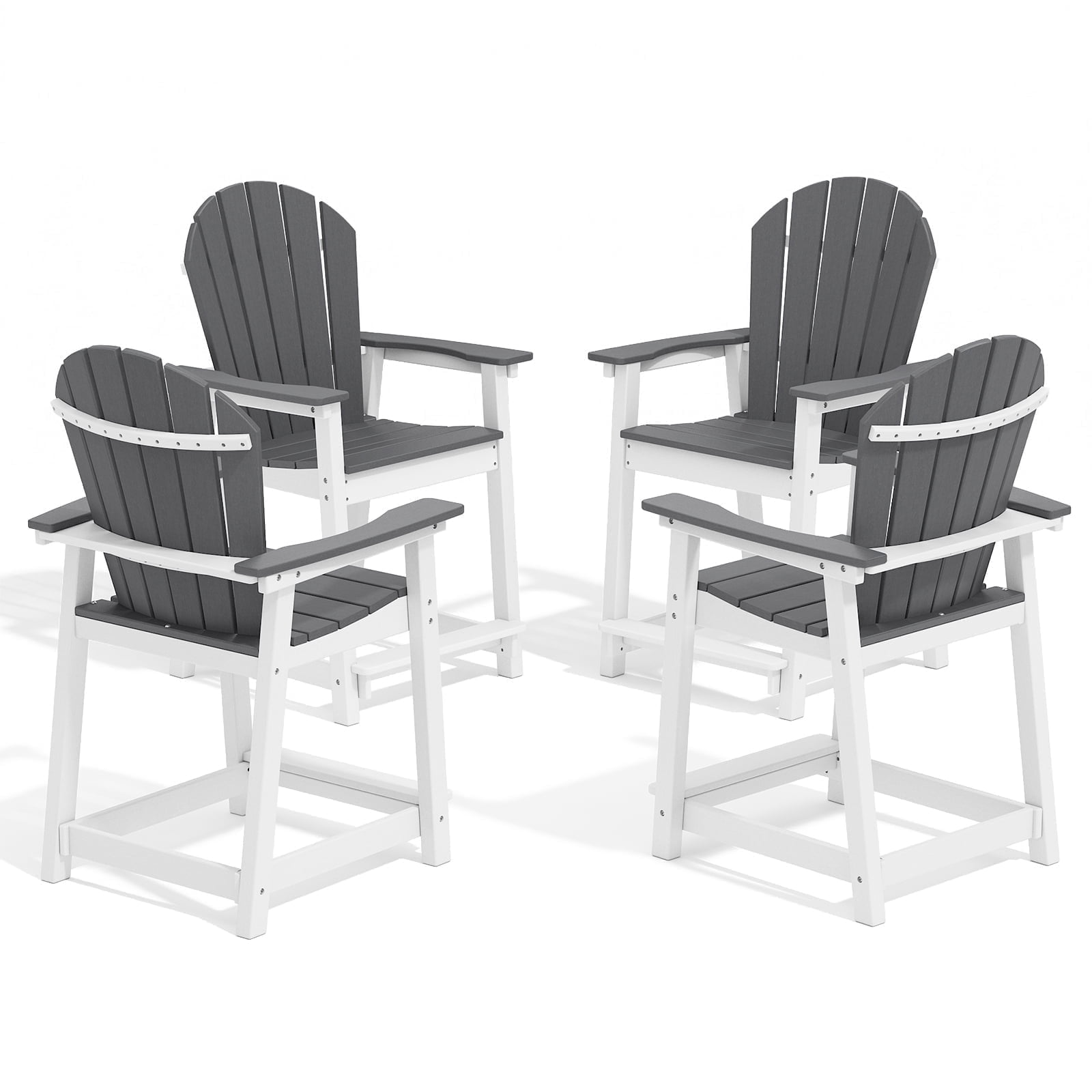 OTSUN Tall Modern Adirondack Chair, All Weather HDPE Bar Height Adirondack Stools Two-Color Widened Durable Design for Porch Patio Yard Lawn Fire Pit Bistro Basement Indoors & Outdoors
