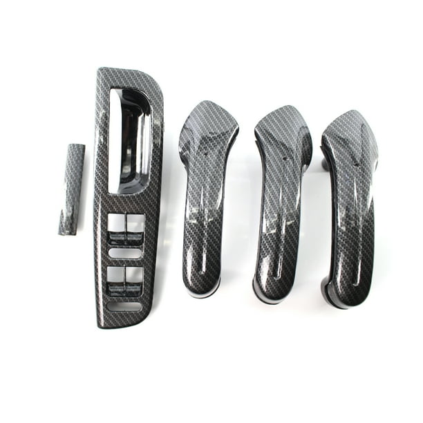 Ventana maestra de grano de carbono Panel de lanza Panel de control Bisel + 3 de Agarre de Puerta Interior para VW MK4 1999-2004