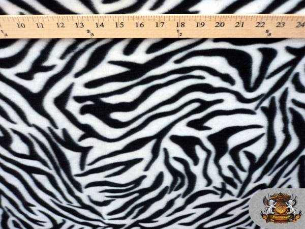 Fleece Printed Fabric Animal Print B&W ZEBRA / 58" Wide / Sold by the