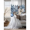 thumbnail image 4 of Sheer Curtains 72 Inches Long, Blue Christmas Poinsettia Semi Sheer Curtains Light Filtering Window Treatment, Xmas Botanical Balls Snowflake Privacy Voile Drapes for Living Room Bedroom 52x72 Inch, 4 of 7