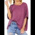 thumbnail image 3 of Camiseta Holgada Informal de Verano de Corta para Mujer. Vino Tinto XXL, 3 of 8