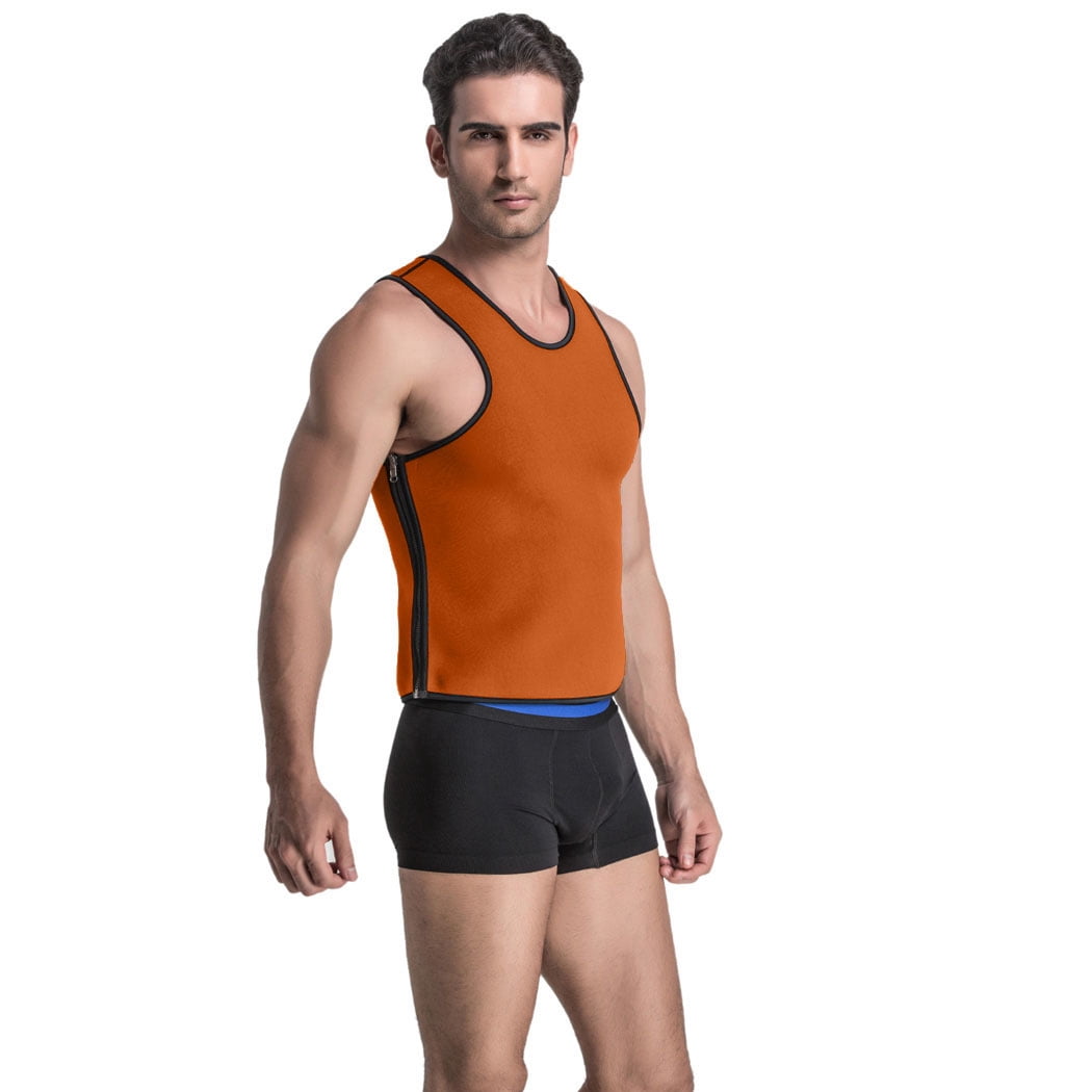 Mens Sweat Neoprene Slimming Waist Trainer Sport Tank Top Shirt