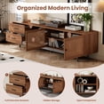 thumbnail image 6 of Lisonu 78-inch Modern TV Stand for TVs up to 85" - Walnut Entertainment Center with Deep Drawers, Slatted Doors, Cable Management, Soft-Closing Hinges & Solid Wood Legs, 6 of 25