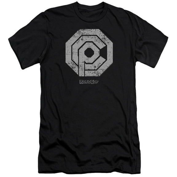 Robocop Distressed Ocp Logo Premium Adult Slim Fit 30/1 T-Shirt Black