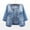 Blue, variant on Cropped Denim Jacket for Women 2025 Half Sleeve Button Down Crewneck Stretchy Casual Jean Jackets Outerwear