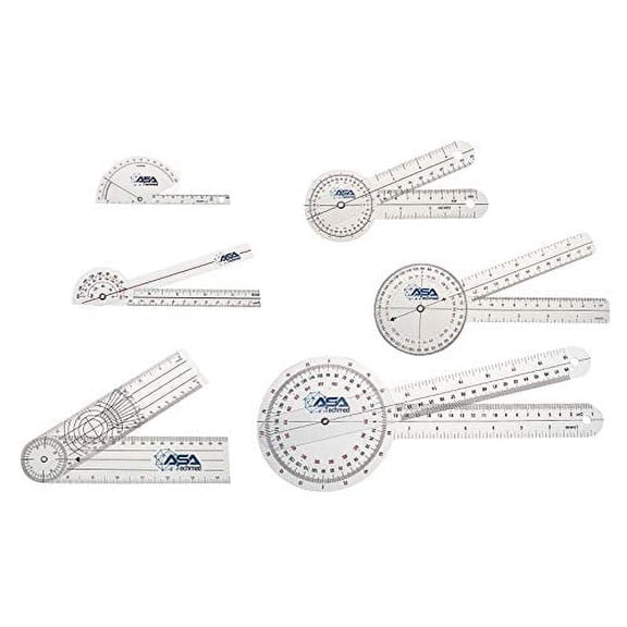 ASATechmed 6pcs 360Â° 12/8/6 Inch Medical Spinal Goniometer Angle Protractor Angle Ruler
