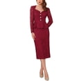 thumbnail image 2 of INSPIRE CHIC Women's Lace Formal 2 Pieces Suits Outfits Sweetheart Neck Peplum Top Elegant Cocktail Skirt Sets XL Burgundy, 2 of 6