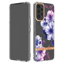 SaniMore for Samsung Galaxy A53 5G Case, Flexible TPU Magnetic Cover Support Wireless Charging Slim Flower Grass Pattern Shockproof Protective Shell for Ladies Women Girls, Purple Flowers