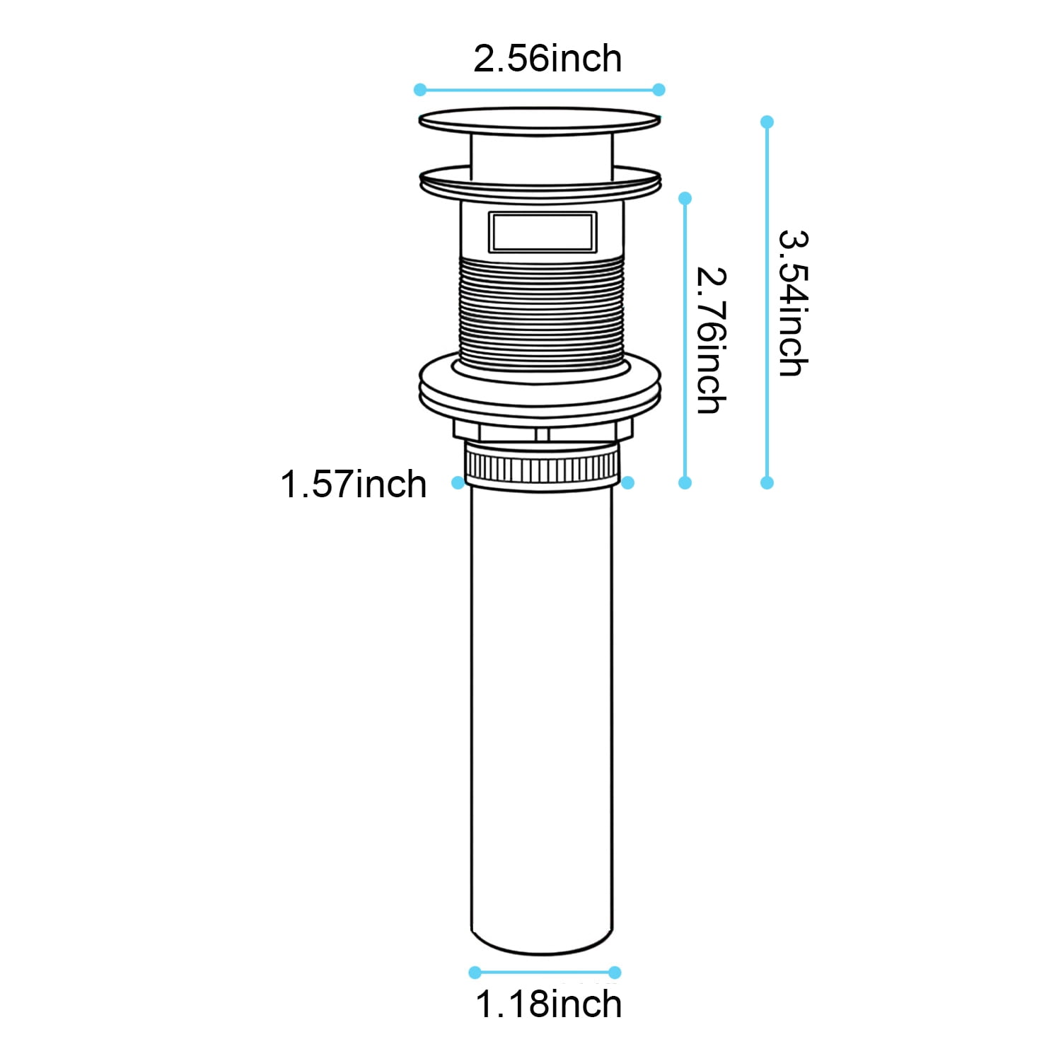 Bathroom Sink Drain with Overflow, Vessel Sink Lavatory Vanity Pop Up Drain Stopper, 304 Stainless Steel