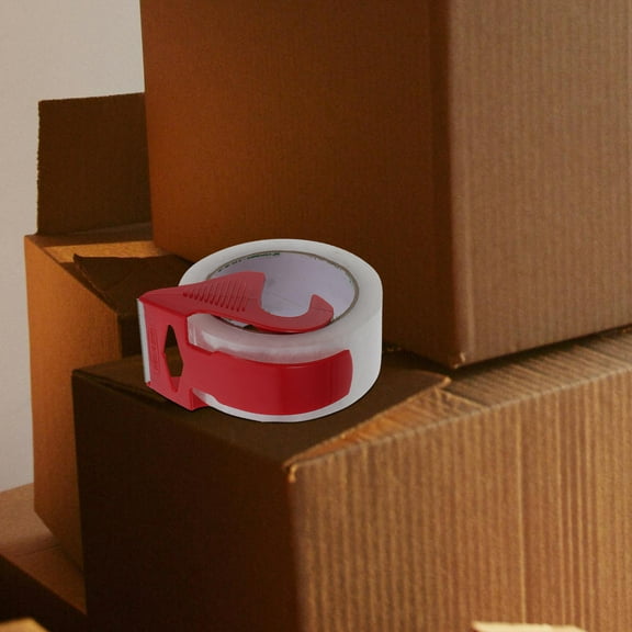 MLINS Plastic Packing Tape Dispenser for Moving and Shipping Red Lightweight Compact 3pcs