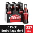 thumbnail image 1 of Coca-Cola Zero Sugar 237mL Glass Bottles, 6 pack, 1 of 10