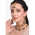 thumbnail image 3 of Efulgenz Indian Jewelry Choker Necklace Maang Tikka Earrings Bollywood Wedding Crystal Kundan Necklace Earrings Head Chain Set, 3 of 6