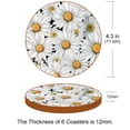 thumbnail image 3 of Daisy 6PCS Round Microfiber Leather Coasters, 11x11 cm/4.3x4.3 in, Drink Coasters for Home and Office, Set of 6 Coasters in Black Color, 3 of 6