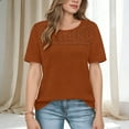 thumbnail image 5 of Rvasteizo Womens Summer Short Sleeve Round Neck Blouses Shirts Solid Color Short Sleeve Round Neck Nature Print Casual Top, 5 of 5