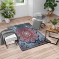 thumbnail image 1 of Ethnic Turkish Area Rug, Mystic Mandala Culture Karma Calmness and Harmony Boho Design, Soft Carpet for Living Room Decor with Distressed Look, 5.2' X 7.6', Pale Maroon, by Ambesonne, 1 of 4