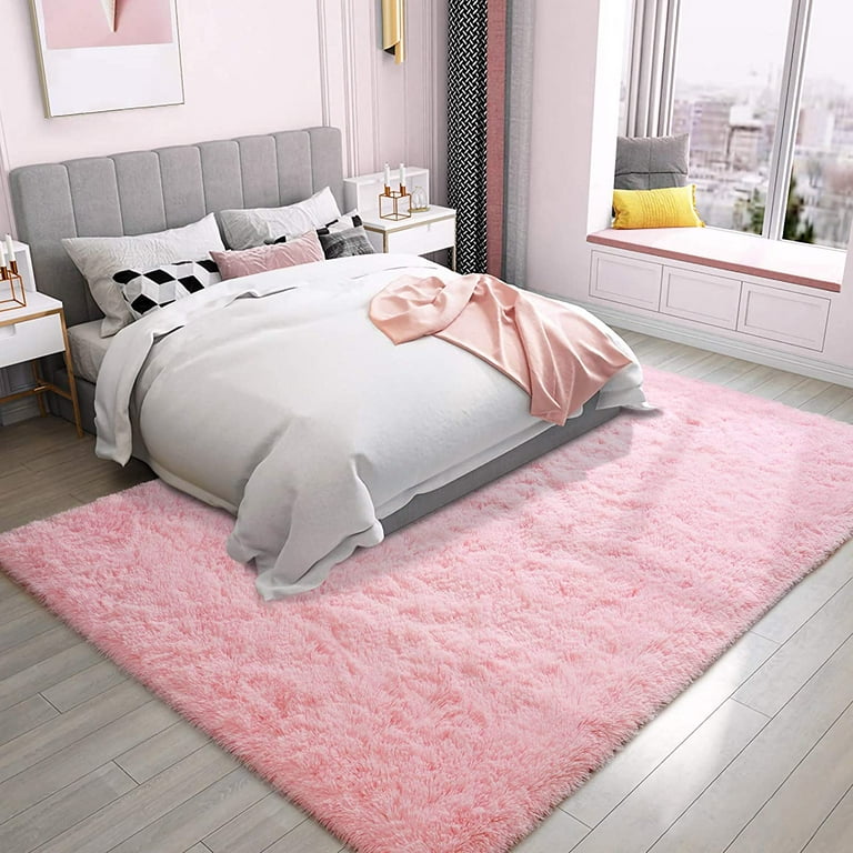 Noahas Soft Fluffy Area Rug for Living Room Bedroom Shaggy Accent Carpets  for Kids Girls Rooms Pink, 5 x 8 Feet
