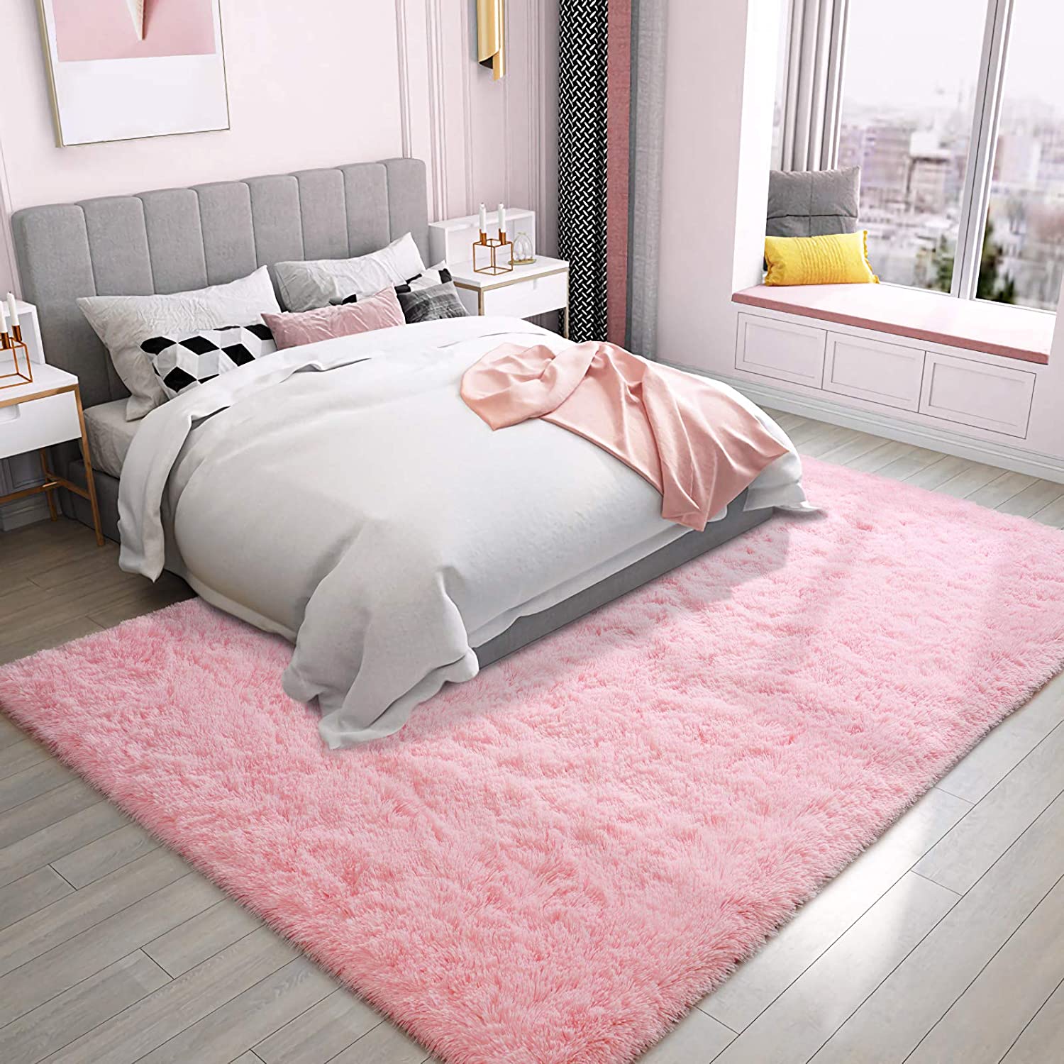 Noahas Soft Fluffy Area Rug for Living Room Bedroom Shaggy Accent Carpets for Kids Girls Rooms Pink, 5 x 8 Feet - image 5 of 7