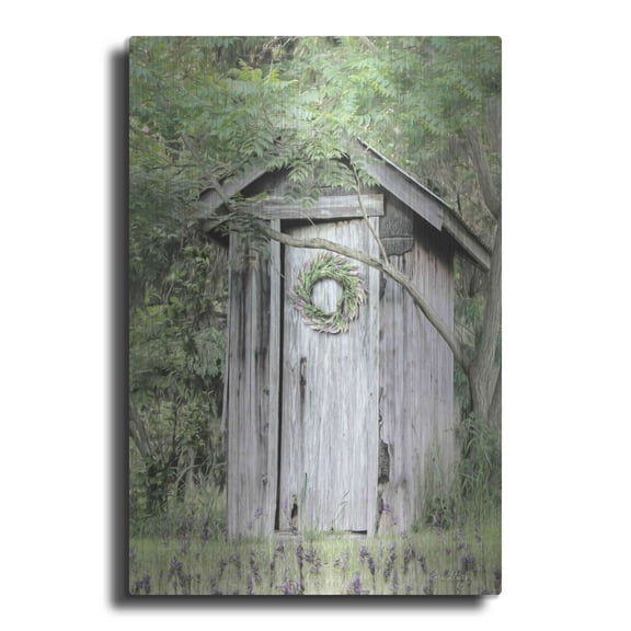 Luxe Metal Art 'Lavender Outhouse' by Lori Deiter, Metal Wall Art, 24"x36"