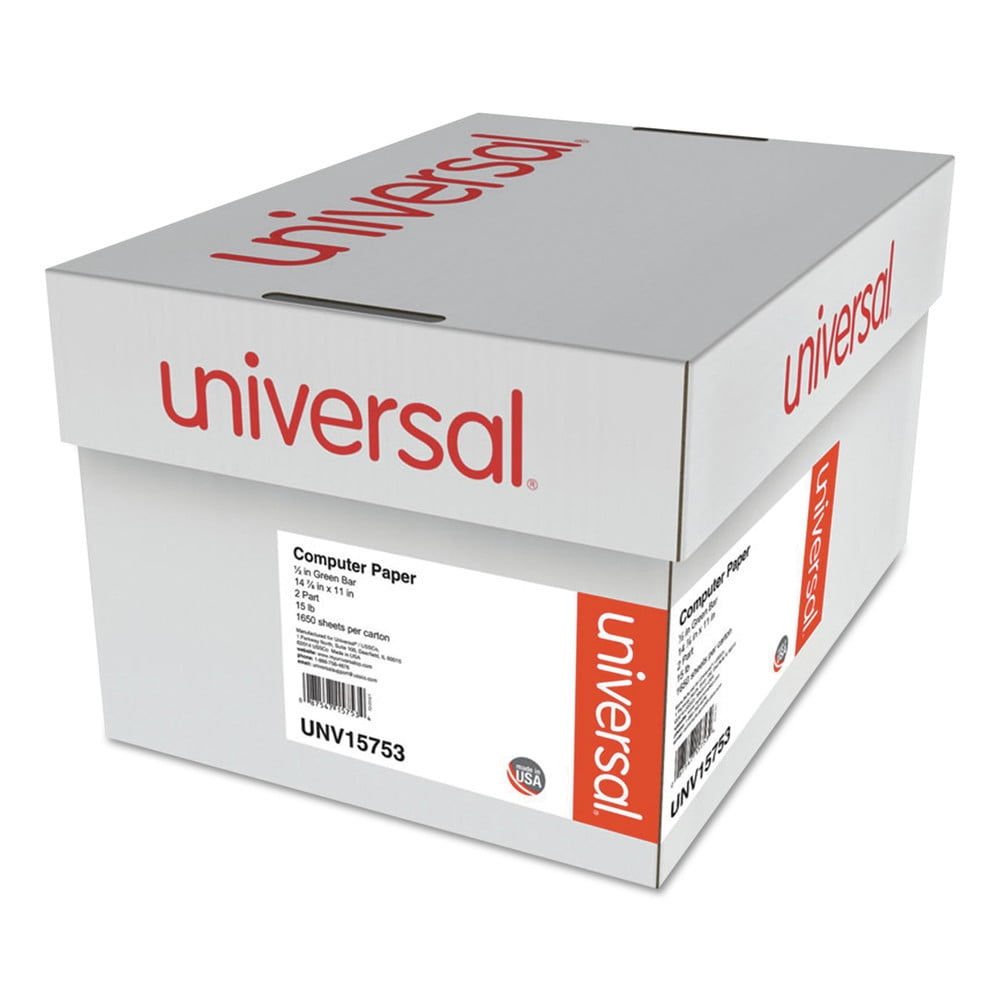 Green Bar Computer Paper, 2Part Carbonless, 147/8 in. x 11 in. Perforated (1650 Sheets/Carton