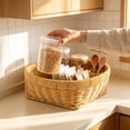 thumbnail image 2 of Woven Rattan Storage Basket,Frontdoor Entryway Decorative Organizer for Keys,Wallet,Picnic Serving Basket Tray for Storage Fruit & Snacks,Living Room Tabletop Decor, 2 of 7