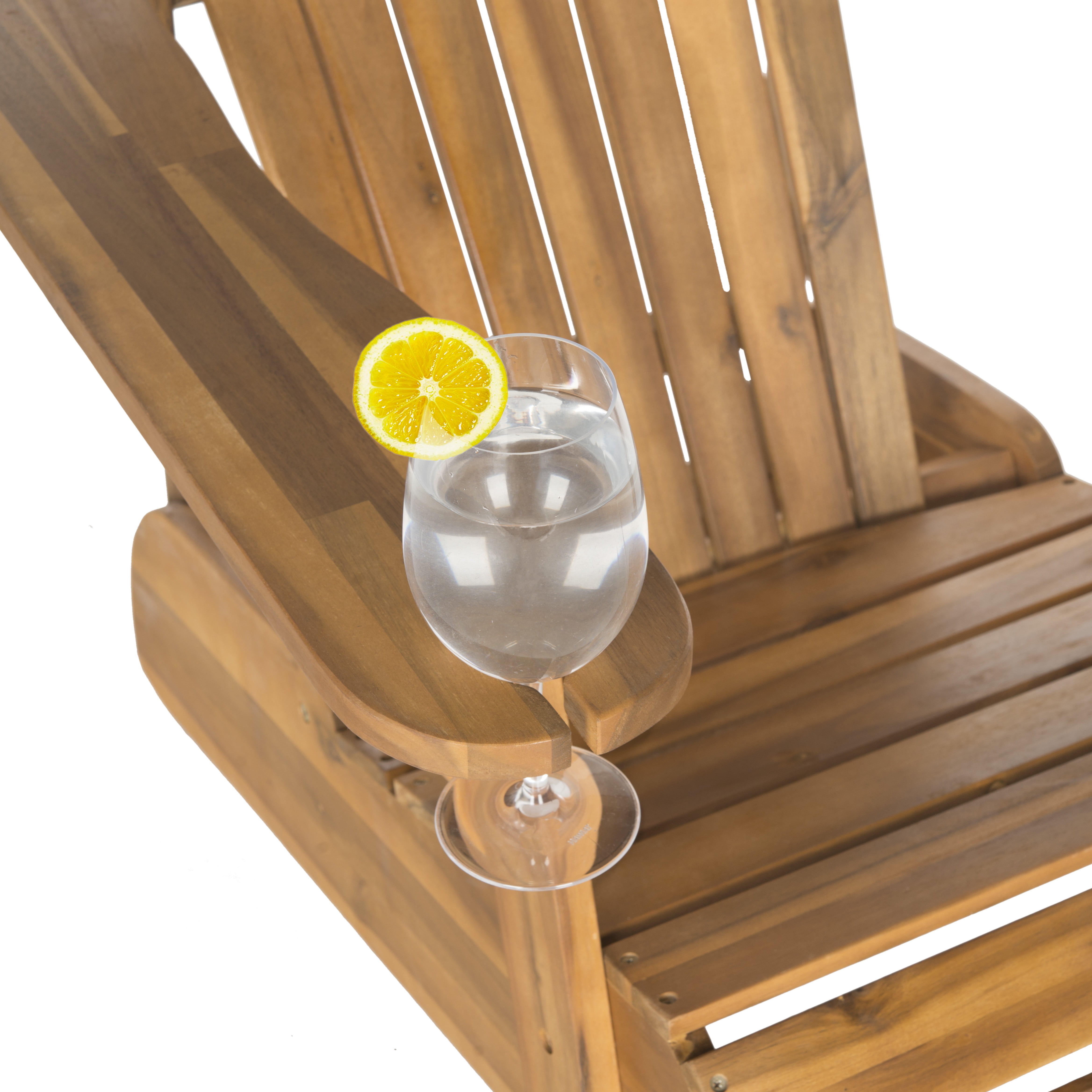 Safavieh Vista Outdoor Adirondack Chair w/ Wine Glass Holder - Natural