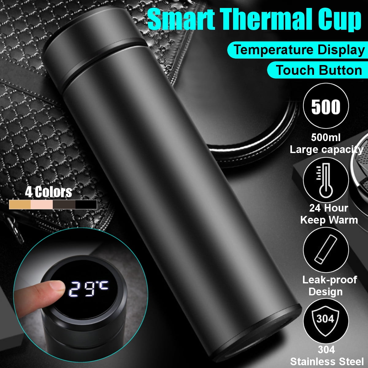 500ml Smart LED Temperature Display Stainless Steel Vacuum Mug Water Bottle Cup Walmart Canada