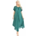thumbnail image 5 of Sakkas Egan Long Embroidered Caftan Dress / Cover Up With Embroidered Cap Sleeves - A-ForestGreen - One Size Regular, 5 of 5