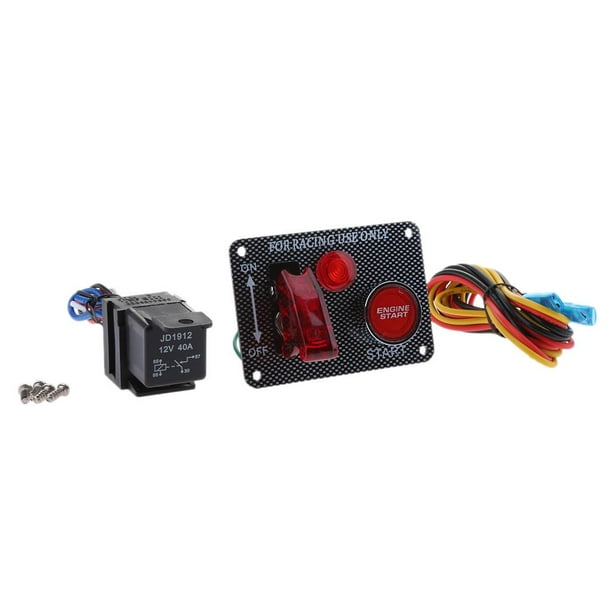 Panel de Interruptores de Encendido DC 12V Botón de Arranque Del Motor de 3 Posiciones Botón LED para