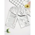 thumbnail image 3 of Xnihocha Kids Shiny Metallic Dance Shorts Rave Disco Booty Shorts Girls Boys Hip Hop Dancing Short Silver 150, 3 of 7
