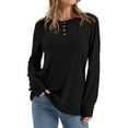 thumbnail image 2 of Ronuti Winter Long Sleeve Shirts for Women Henley Fall Womens Tops Crew Neck Blouses Dressy Casual Winter Clothes M-3Xl, 2 of 8