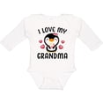 thumbnail image 3 of Inktastic I Love My Grandma with Cute Penguin and Hearts Girls Long Sleeve Baby Bodysuit, 3 of 5