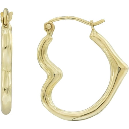 Simply Gold 10kt Yellow Gold Heart-Shaped Hollow Hoop Earrings