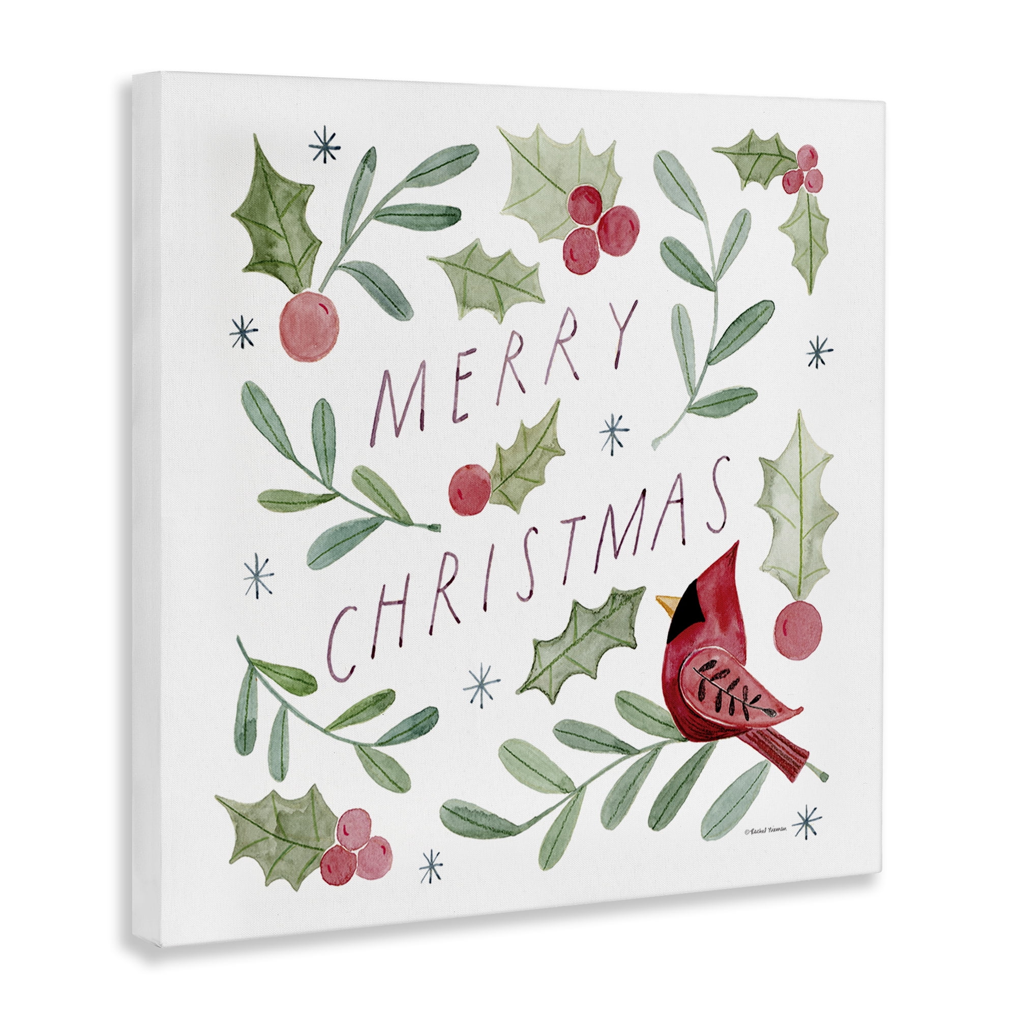Stupell Industries Soft Whimsical Christmas Holiday Painting Gallery Wrapped Canvas Art Prints Wall Art, 24 x 24