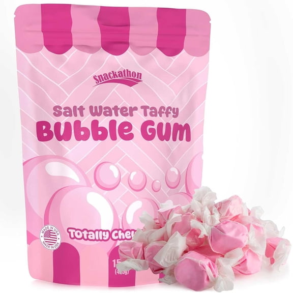 Snackathon Salt Water Taffy, Bubble Gum, 15 oz Singe Resealable Bag
