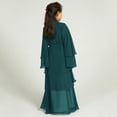 thumbnail image 6 of IDOPIP Kids Girls Muslim Chiffon Abaya Open Front Cardigan Modest Dress with Hijab Middle East Arabian Robe, 6 of 8