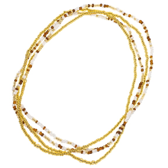 TABLZONE Boho Waist Chain Body Jewelry for Women, Coffee Color, 2-Pack with Round Beads, Adjustable Waist Accessory