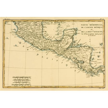 Map of Southern Mexico Circa.1760 From Atlas De Toutes Les Parties Connues Du Globe Terrestre by Cartographer Poster Print - Large - 34 x 24