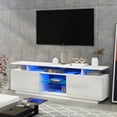 thumbnail image 2 of EUROCO TV Stand for TVs Up to 65", Entertainment Center with RGB LED Lights and Storage Shelves Furniture, White High Gloss TV Cabinet for Living Room, 2 of 7