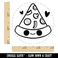 thumbnail image 2 of Deliciously Kawaii Chibi Pizza Slice Self-Inking Rubber Stamp Ink Stamper - Sky Blue Ink - Small 3/4 Inch, 2 of 7
