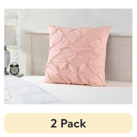 (2 pack) Mainstays Pink Pintuck Pleat Microfiber Square Sham, Euro Sham