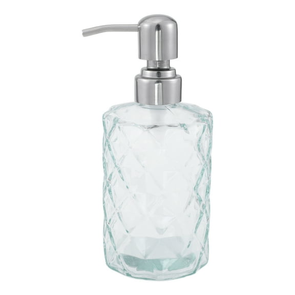 Unique Bargains 1 Pc Elegant Soap Pump Dispenser for Bathroom 11.15oz Clear Silver Tone