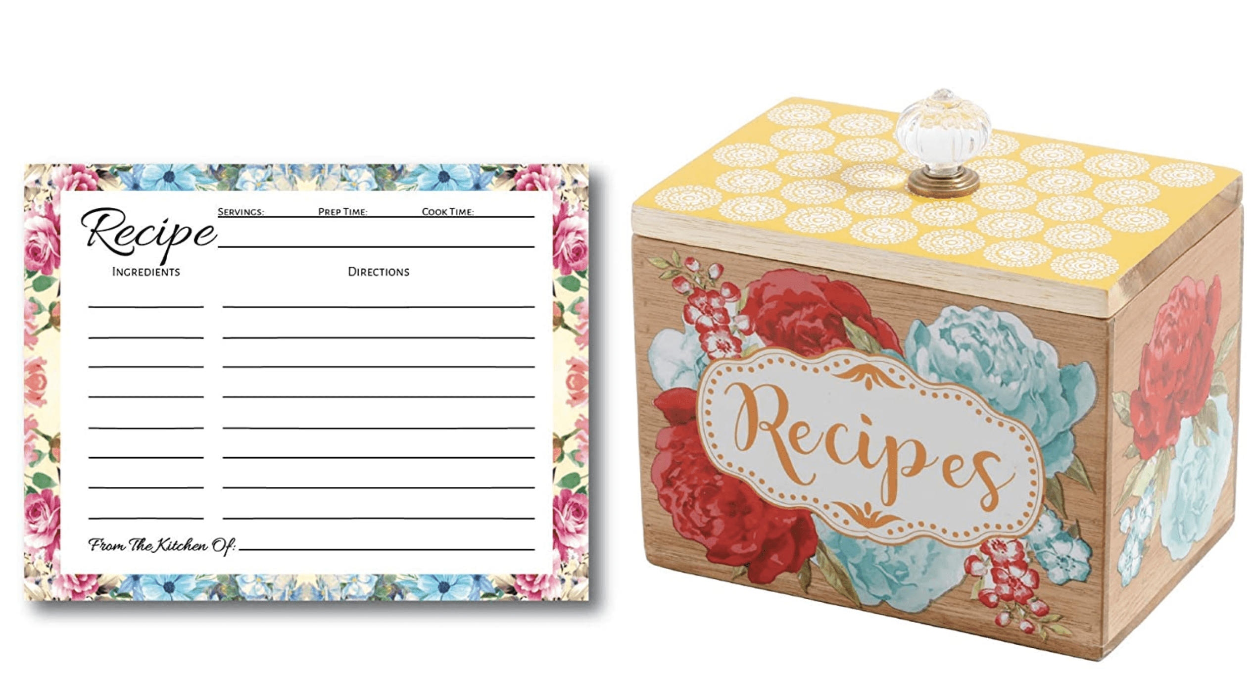 Pioneer Woman Recipe Box Gift Bundle includes 50 Custom Designed Blank