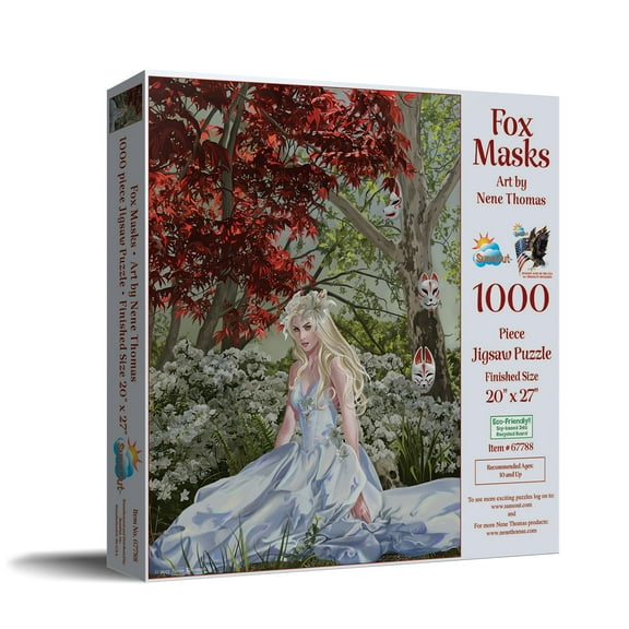 SUNSOUT INC - Fox Masks - 1000 pc Jigsaw Puzzle by Artist: Nene Thomas - Finished Size 20" x 27" - MPN# 67788