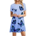 thumbnail image 2 of SMihono Robe d'Été Grande Taille pour Femmes 2023 Mode à Manches Courtes Imprimée Col Rond Robe Mini Ample pour Dames, 2 of 6