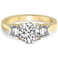 thumbnail image 3 of 1 Carat IGI Certified Round Shape Lab Grown Diamond Engagement Ring | 14K Yellow Gold |Dianna Three Stone Side Trapezium Diamond Ring | FG-VS1-VS2 Quality Friendly Diamonds, 3 of 5